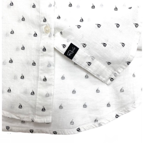 RAILS Charli Mini Sailboat Nautical Linen Blend Button Down Shirt White Size XS - Picture 6 of 8
